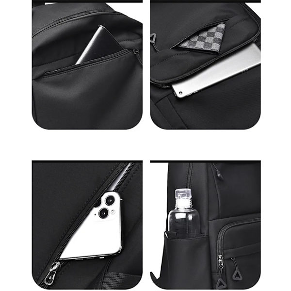 Justerbar enkel praktisk ryggsäck - Laptopväska (svart) - Unisex - Student skolväska - Casual ryggsäck svart