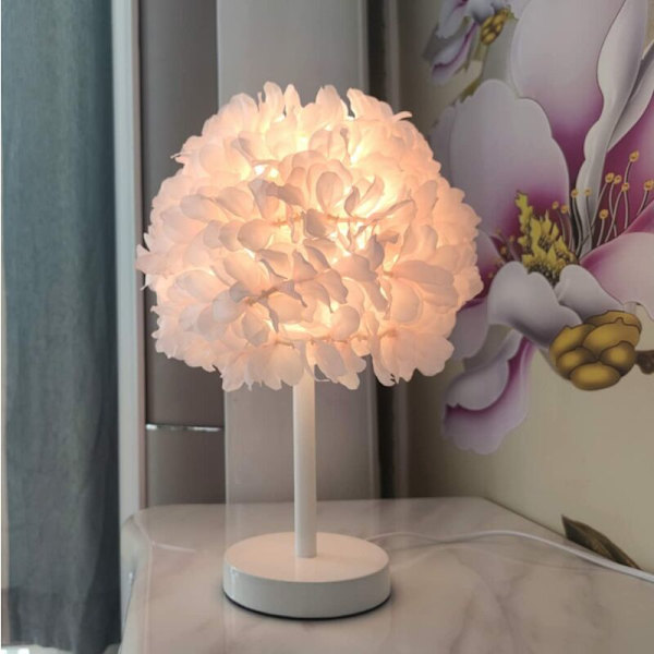 Siden Ros Blom Sänglampa Sänglampa Lampskärm Modern Elegant Fjäder Bordslampa Skrivbordslampa Lampskärm Vardagsrum Sovrum Heminredning Bröllopsdekor