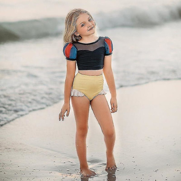 Tvådelad baddräkt för flickor Princess Bikini Ruffle Beach Surf Simning Baddräkt Rollspel Badkläder Set 3-8t_x
