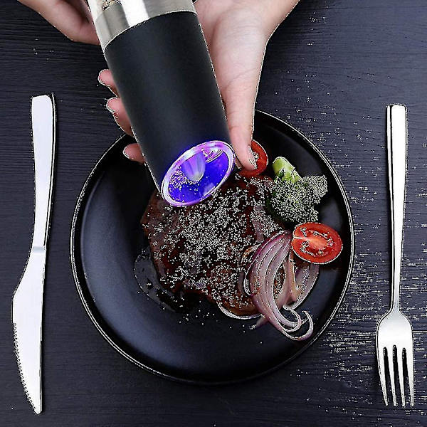 2-pack Elektrisk Salt- och Pepparkvarn Set, Automatisk Peppar- och Saltkvarn Batteridriven