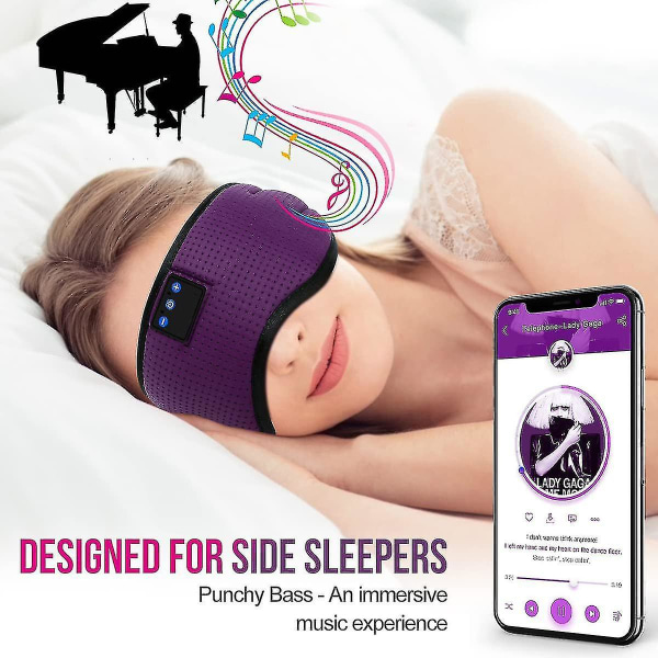Sömnhörlurar Andningsbara 3D-sömnhörlurar, Sömnmask Bluetooth（Svart）