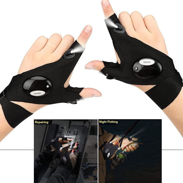 Julklapp till män LED-handskar - Personlig present till män Idé Pappa Födelsedagspresenter Prylar för fiske Camping Hantverkare DIY（Batteriversion）