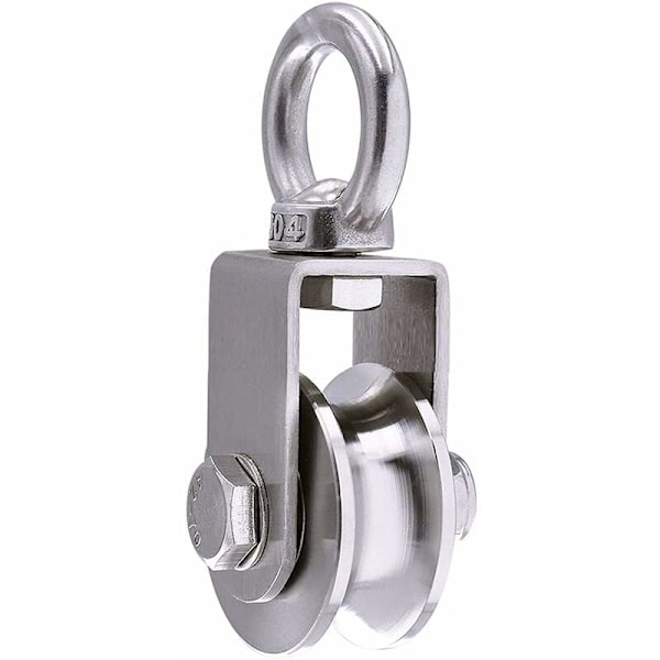 Lyftblock 350 kg med 2 kullager, kabelhjul, 48 mm 304 rostfritt stålhjul