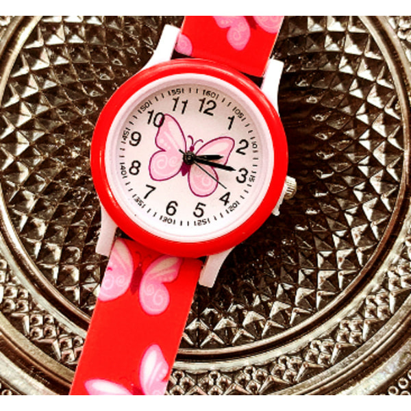 Print silikonband Watch Flickor Söt Cartoon Quartz Watch red