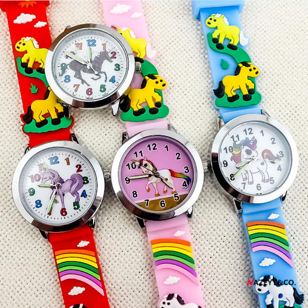 Regnbågsgodis färg söt tecknad watch Djurponny watch