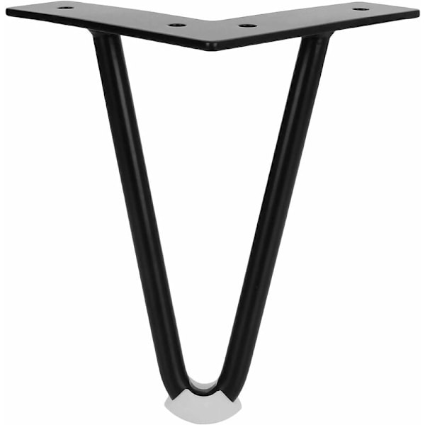 Set med 4 soffbordben, 15 cm/6 tum hårnålsben, svarta metallmöbelfötter med skruvar, för soffbord, TV-skåp