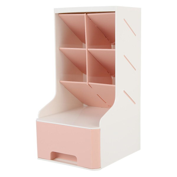 Case Pennhållare Case för skrivbord med låddesign Brevpapper Vit Rosa 23,5X14X12CM