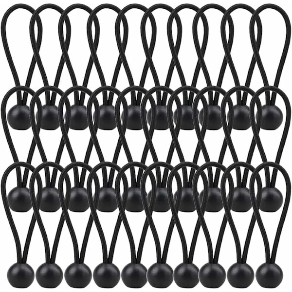 30 st elastiska spännare, presenningsspannare 140 mm, elastiskt presenningrep för paviljong, presenning, camping, tält, - Svart