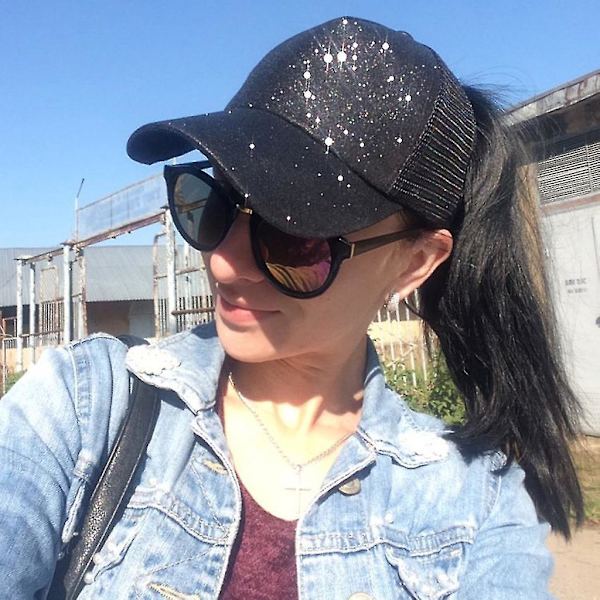 Hästsvans Messy Bulls Trucker Vanlig cap Unisex glitterhatt vuxen Svart