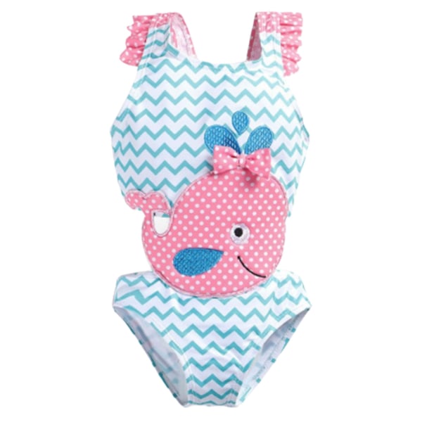 Toddler Baby Flickor Barn Printed Badkläder One Piece Badkläder Monokini Whale 3-4 år