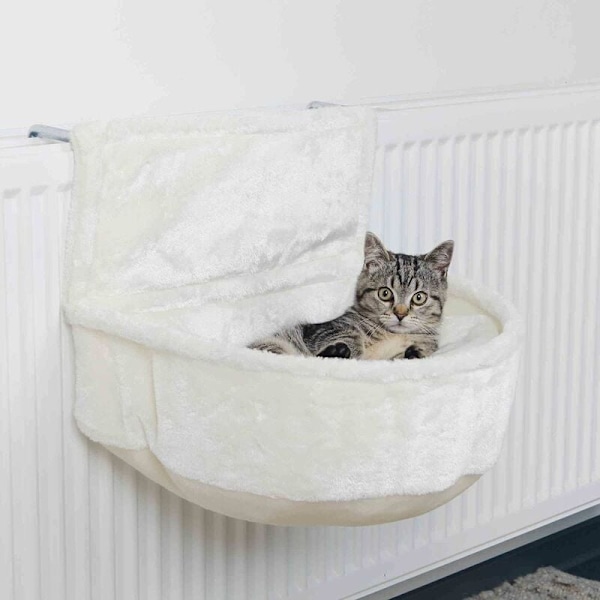 Komfortväska för plyschradiator för vit katt