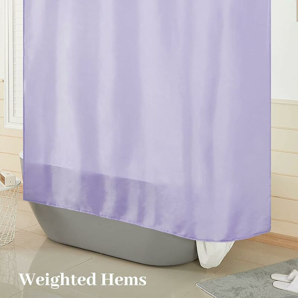 Duschdraperi Maskintvättbar Mögelbeständig Lila Tyg Polyester Textil Liten Vattentät Duschgardin för Badkar med 8 Krokar 120x180cm