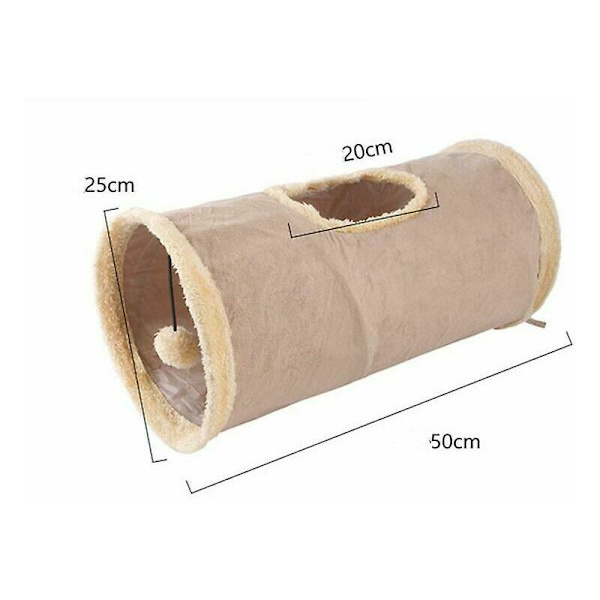 Hopfällbar kattunnel, katt lektunnel, hållbar mocka lektunnel med boll Khaki