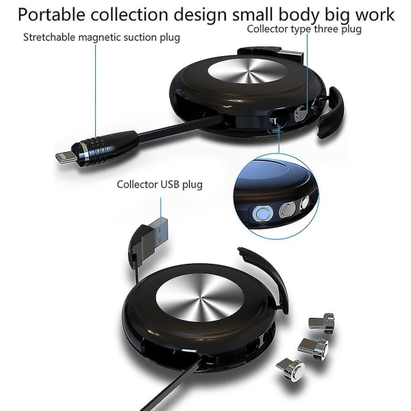 Infällbar magnetisk laddkabel Snabbladdning Multifunktionsladdningskabel null ingen
