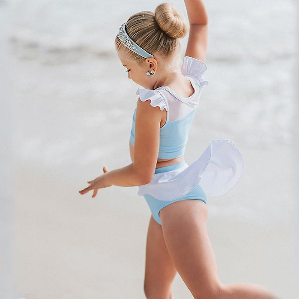 Tvådelad baddräkt för flickor Princess Bikini Ruffle Beach Surf Simning Baddräkt Rollspel Badkläder Set 3-8t 150
