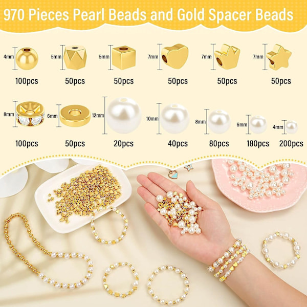 970 PCS Pärlarmband DIY Tillverkningssats