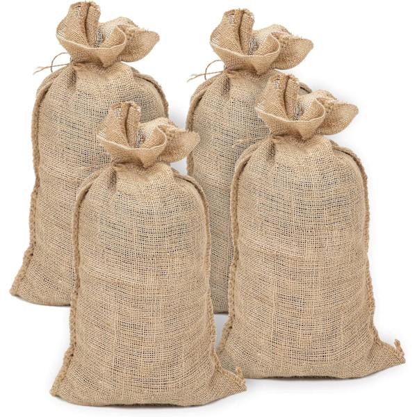 Premium Juteväskor, 4 Stora Juteväskor - Byggplats Gruspåsar - Potatis Juteväskor - Återanvändbara Juteväskor - 60x100 cm