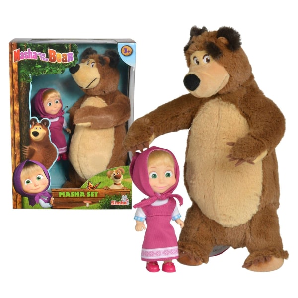 Masha Doll 12cm med plyschbjörn 25cm 9301072 och The Bear, Multicolor