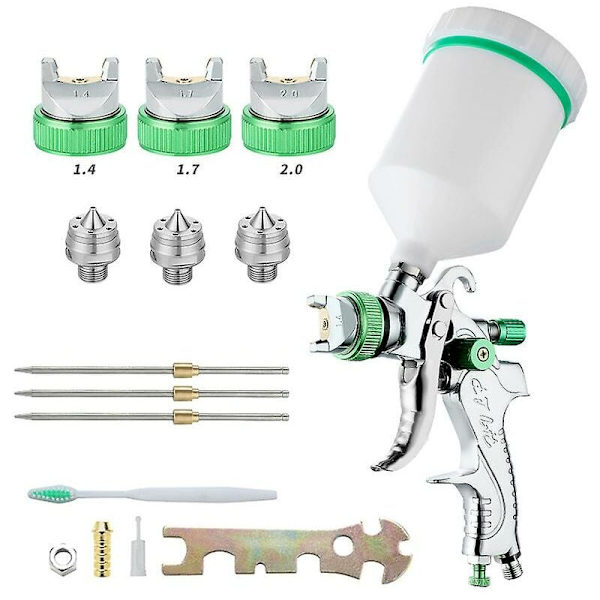 Professionell högtrycksfärgspruta luftdriven spruta kit gravitationsmatning pneumatisk HVLP färgspruta 600CC 1.4MM/1.7MM/2.0MM 3 storlekar munstycken