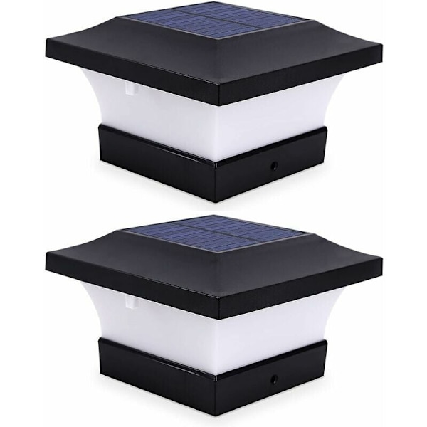Pack Solar Post Lights Outdoor för staket däck lampor, hög ljusstyrka 6000K vita LED solcellslampor för 4x4, 5x5 eller 6x6 stolpar