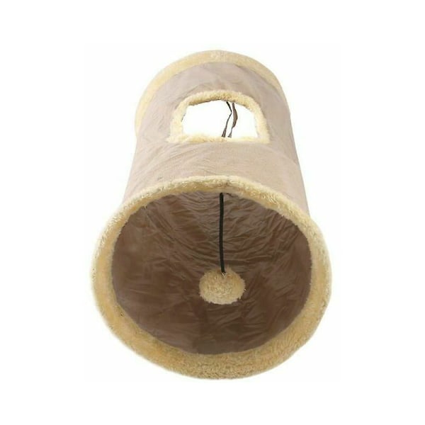 Hopfällbar kattunnel, katt lektunnel, hållbar mocka lektunnel med boll Khaki