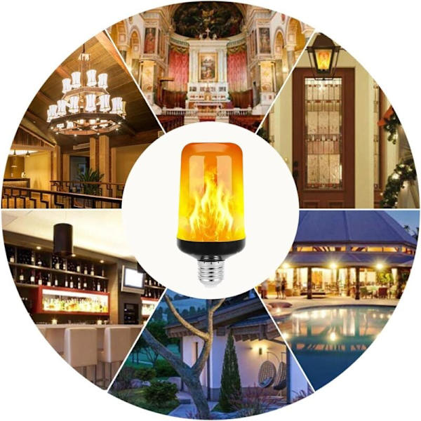 2-pack flamlampa E27 LED-lampor 4 lägen - med gravitationssensorlampa - tillämplig för flamma för inomhus/utomhus/bar/festdekoration