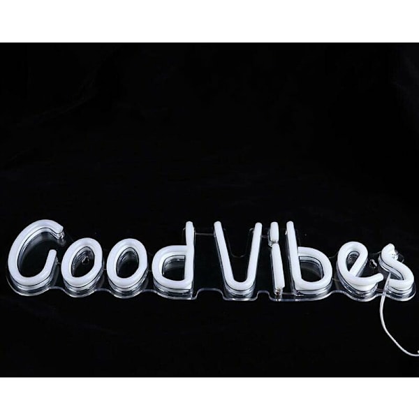 Good Vibes Utsökta Bokstäver Forma LED-skyltar, Genomskinlig PVC Söt Unik Form Neonljus, för Jul Sovrumsvägg Barnrum