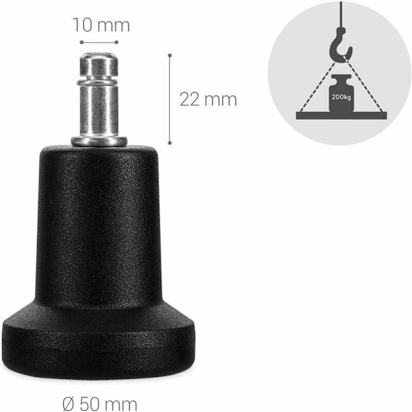 Klockor för kontorsstol, 5-pack ersättningshjul för stolhjul 10/22 mm, fast och tyst sitsfot för hårt golv