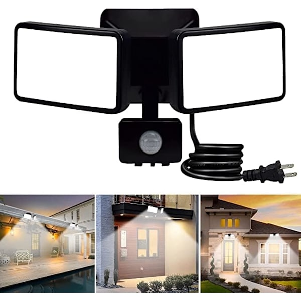 18W LED-strålkastare för utomhusbruk med rörelsesensor, justerbar LED-strålkastare, kallvitt 6500K 1200LM, automatiskt läge för garage och trädgård