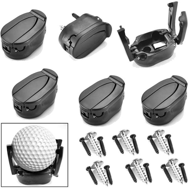 6-delad golfbollupplockare - Mini hopfällbar - Golftillbehör - (Svart)