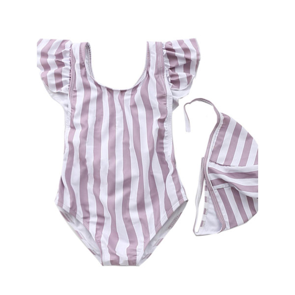 Toddler Flickor Söt One Piece Baddräkt Med Hatt Set Sommar Badkläder Baddräkt Beige 4-5 år