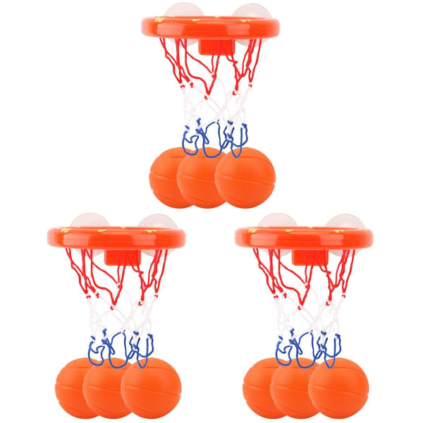 3 set badbasketleksaker Plast självhäftande basketbåge Lekvattenleksaker med 20 bollar för småbarn Bebisar (sorterad färg) som visas 16X17CM