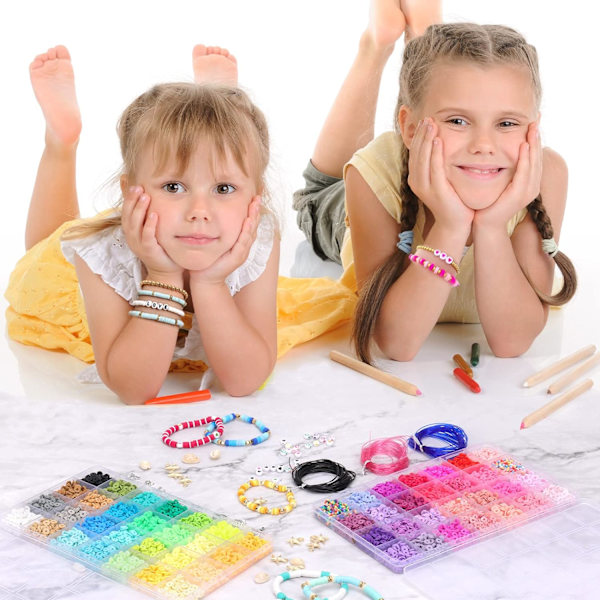 Lerpärlor för smyckestillverkning, polymerer för presenter, sats för tillverkning av berlockarmband för flickor 8-12 år gamla
