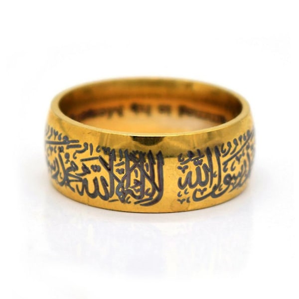 Nyhet Koranmeddelande Ringar för titanstål fingerring islamisk arabisk gud ring silver 8