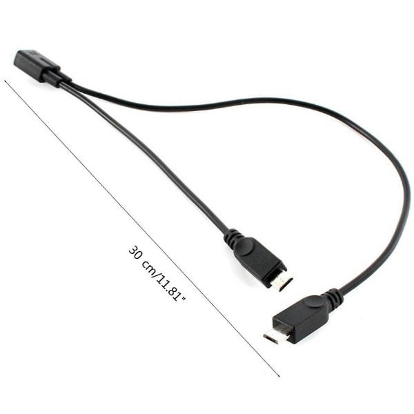 Micro USB hona till micro USB hane splitterkabel Dataöverföring 30 cm lång null ingen