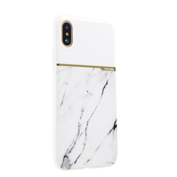 iPhone X/XS | Premium marmorskal i mjuk plast, gulddetaljer null ingen