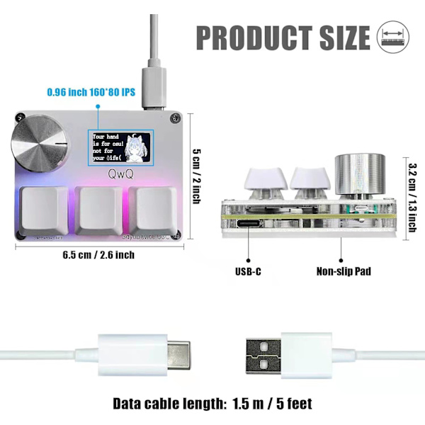 SayoDevice OSU O3C Rapid Trigger Hall Switchar Magnetic Linear Switches Tangentbord med ratt och skärm, Kopiera klistra, Shotcut, Macro Hotswap Mini Tangentbord...
