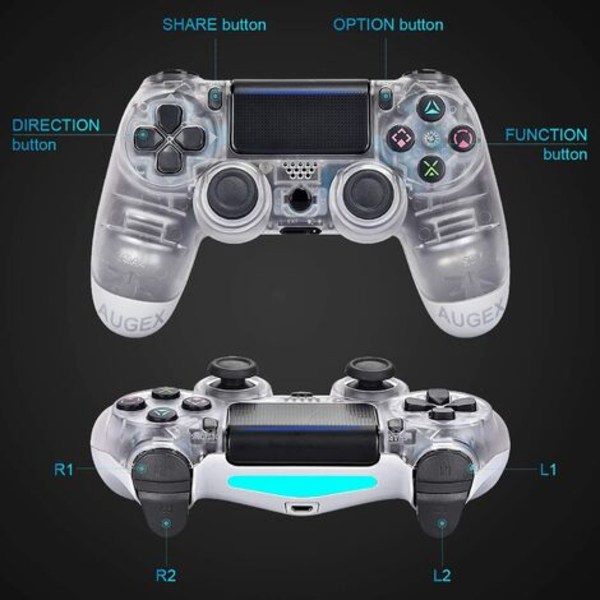 För Sony PS4 Controller PlayStation 4 Wireless Controller BT Gamepad Gamepad Ersättning (Transparent Vit)