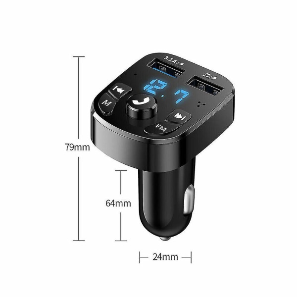 2 USB laturi Bluetooth auton FM-lähetin MP3-soittimen langaton langaton  sovitinsarja 41af | Fyndiq