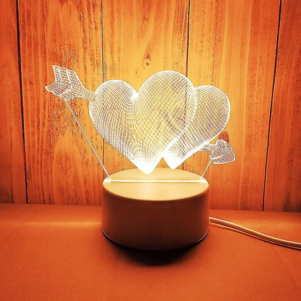 Romantisk kärlek 3d Akryl LED-lampa för hem Barnens nattlampa Bordslampa  Födelsedagsfest Dekor Alla hjärtans dag sänglampa Elk f894 | Elk | Fyndiq