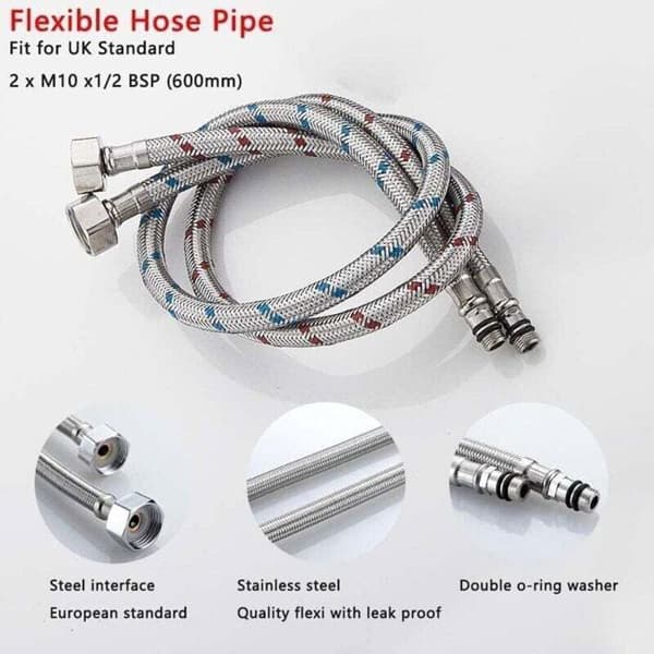 Fleksible kranforbindelser - LUSKYKA® - Sett med 2 - 600 mm lengde - 304 rustfritt stål