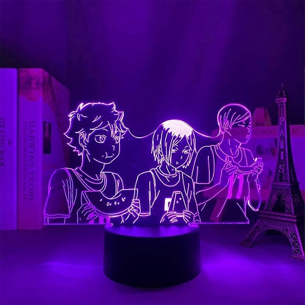 Anime LED Lampe Shoyo Hinata Kenma Kozume Figur 3D Natlampe til Børn 16 Farveskift Optisk Illusion Belysning med Fjernbetjening Soveværelsesindretning