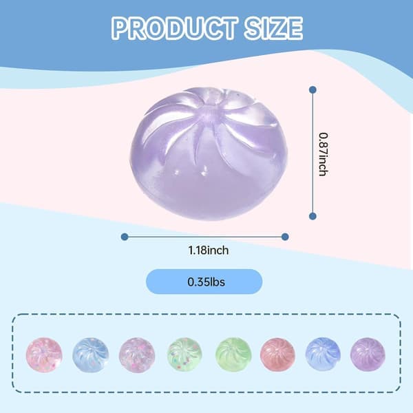 16-pak Mini Glitter Stjerne & Ensfarvet Dumpling Squishy Legetøj, Søde Krystal Klemmebolde, Blødt Strækbart Fidget Legetøj til Angstlindring, Fest