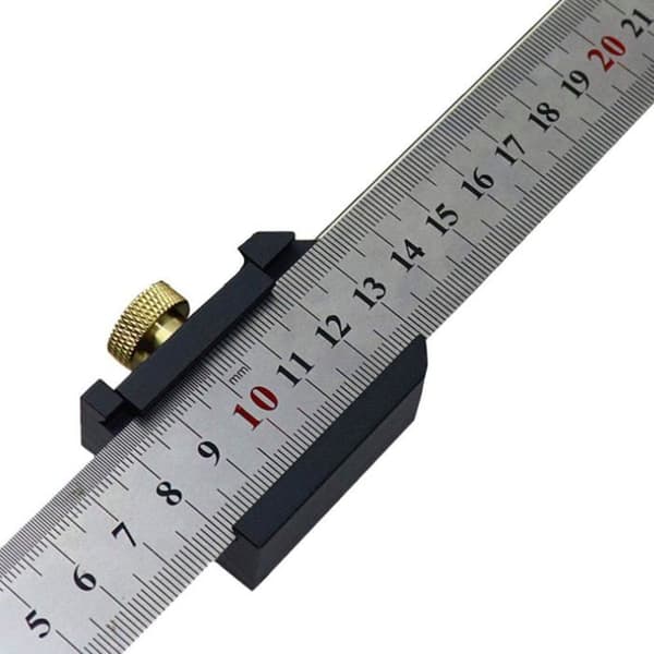 AIMOONSA 30 cm lineal i rustfrit stål - Parallel positioneringsblok, 45°/90° markering