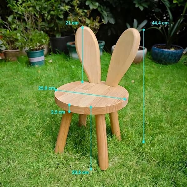 Barnstol i massivt trä (kanindesign): Ålder 1,5–4 år, sitthöjd 23,5 cm – Möbler för barnkammare/sovrum