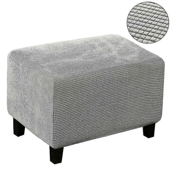 Blød Polyester Stretch Jacquard Skammelbetræk med Tern Moderne Rektangulær Fodskammel S Grey