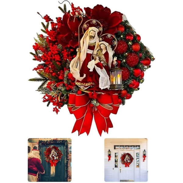 Julekranse Indgangsdør hængende bærguirlande jul Jesuskransepynt 25x22cm1stk)