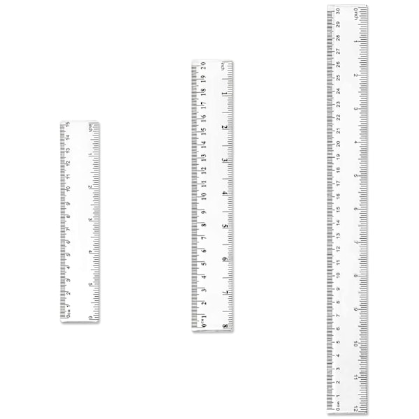 Plastlinjal Set, Genomskinlig Linjal Transparent Rak Linjal Splittersäker Linjal Splittersäker Linjal 6 8 12 Tum (15 20 30cm) Mätlinjal Verktyg Linjal