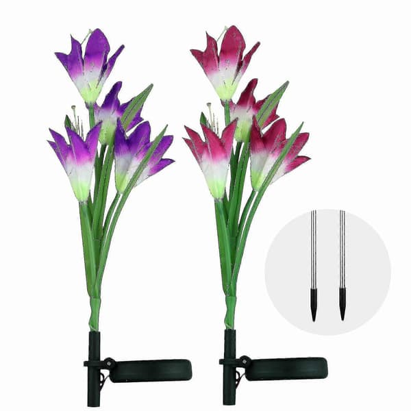 Hage Solcellelys Blomst Utendørs Solcellelys Red and Purple Lily