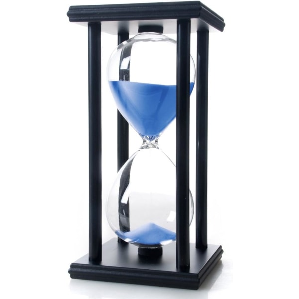 Timeglass Sand Timer, 60 Minutes Wood Sand Clock, Blå